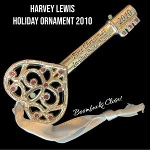 Harvey Lewis Holiday Ornament Our first Home 2010 Silver Key Swarovski ornament